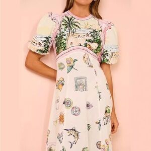 European printed midi dress